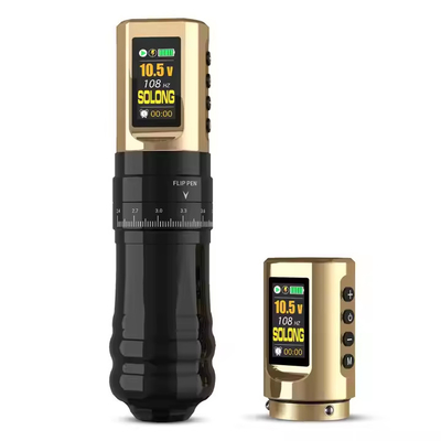 Golden-Black New Design High Cost Performance Wireless Tattoo Machine Pen With Dual Golden Batteries